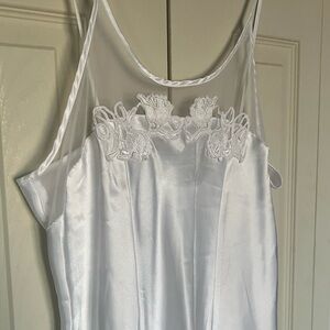 White Satin Chemise with Floral Lace